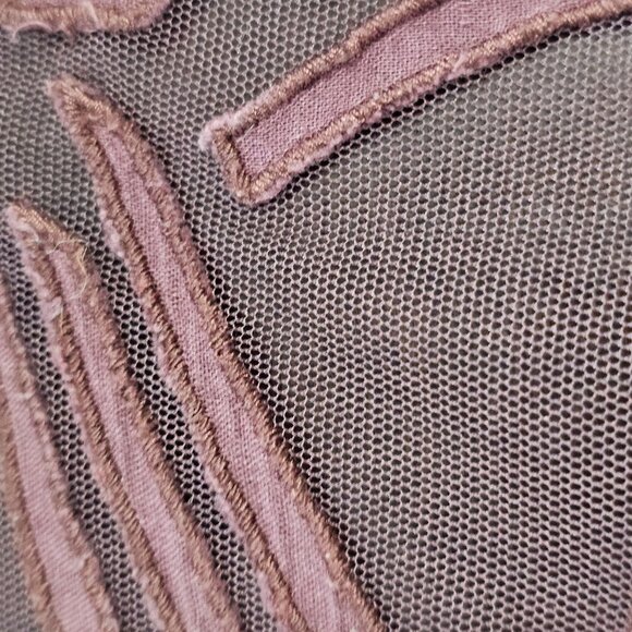 Free People Mauve Long Sleeve Mesh Back Top Embroidered Details size S - Picture 12 of 15